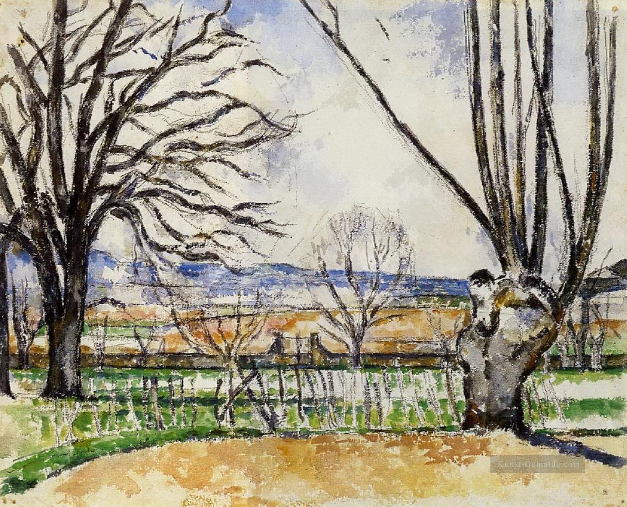 Die Bäume von Jas de Bouffan im Frühjahr Paul Cezanne Szenerie Ölgemälde